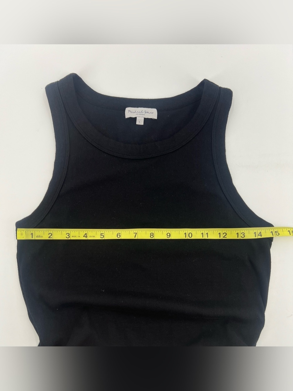 Michael Stars Demi Black Sleeveless Ribbed Ruched Fitted Tank Dress L Large - Picture 10 of 12